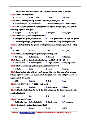 Đề thi thử Trung học phổ thông Quốc gia lần 1 môn Hóa học - Trường THPT Quỳ Hợp 2 (Có đáp án)